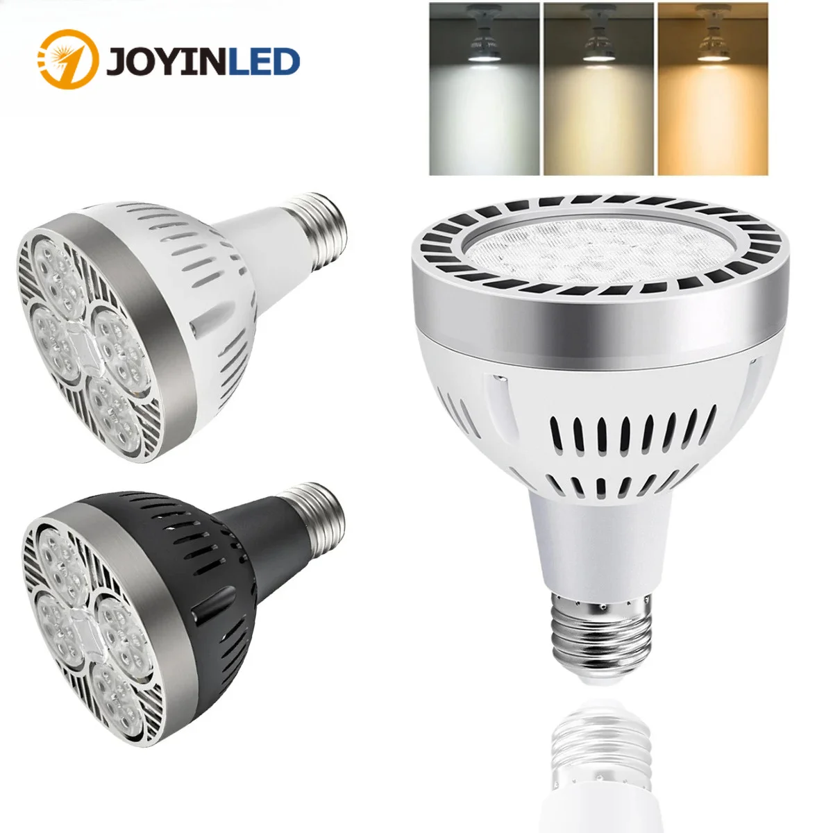 220V E27 PAR30 LED Lamp Bulb 35W 45W Ultra Bright LED Light Bulb Built-in Fan Cooling for Track Lighting Downlight Spotlight