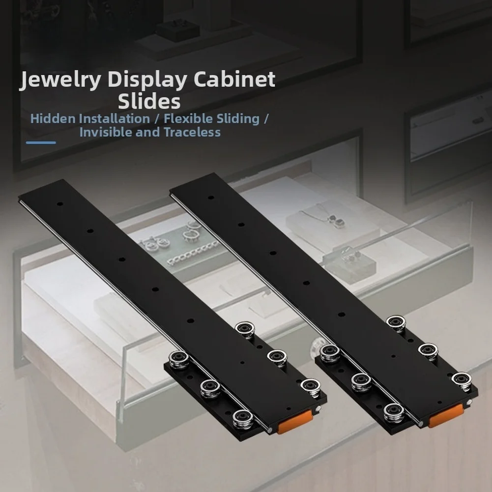 Concealed Jewelry Display Cabinet Slide Rail Pocket Cabinet Sliding-Hidden Swing Door Track Damping Buffer Under Mount Drawer