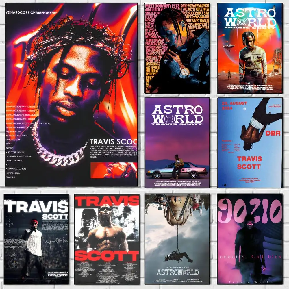 T-Travis Scott Poster HD Art Sticky Wall Waterproof Home Living Room Bedroom Bar Aesthetic Decoration