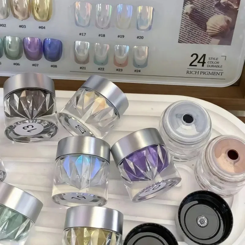 24 Colors Dopamine Gold Foil Mirror Chrome Nail Powder Set with Storage Box and Color Chart for DIY Nail Art Glitter Powder
