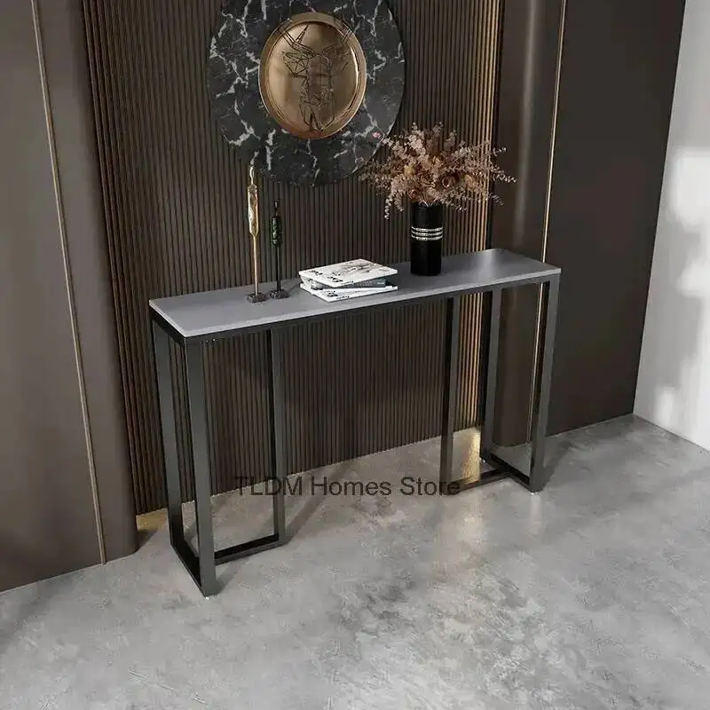 Wrought Household Table Nordic for Hallway Rock Entry Console Slab Light Luxury Console Iron Tables Hotel Corridor Hallway Table