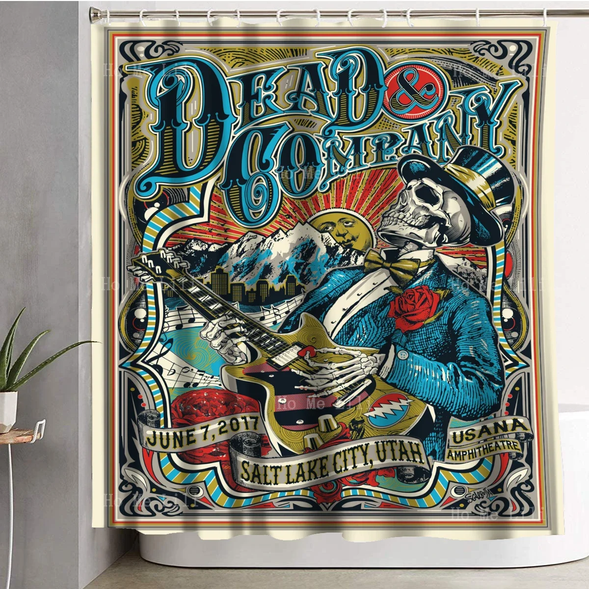 Dead And Company Tour Poster Skulls Dagger Eagle The Grand Canyon Tattoo Shower Curtain By Ho Me Lili For Bathroom Decor