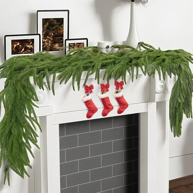 Christmas Norfolk Pine Dense Garland Artificial Greenery Real Touch Garland Wedding Holiday Mantle Fireplace Table Home Decors