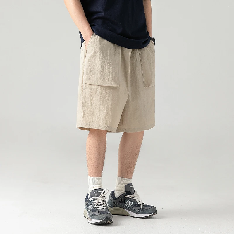 Loose-Fit Shorts for Men with Large Three-Dimensional Pockets, Summer Casual Brand Embroidery Five-Point Leisure Pants