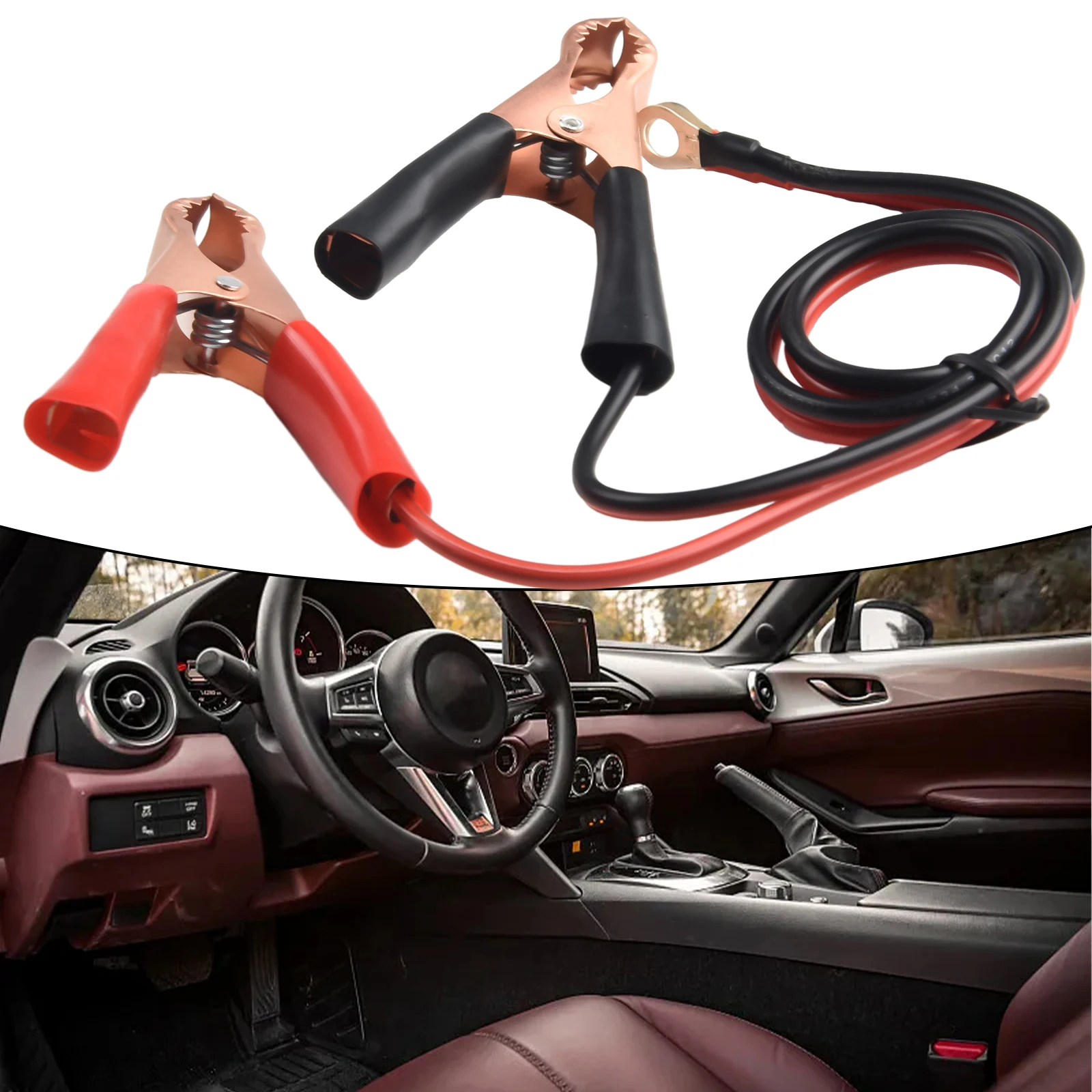 2Pc Battery Clip Wire Car 50AMP Battery Inverter Wire Power Transfer Cable For Alligator Clip Protector Practical Auto Accessory