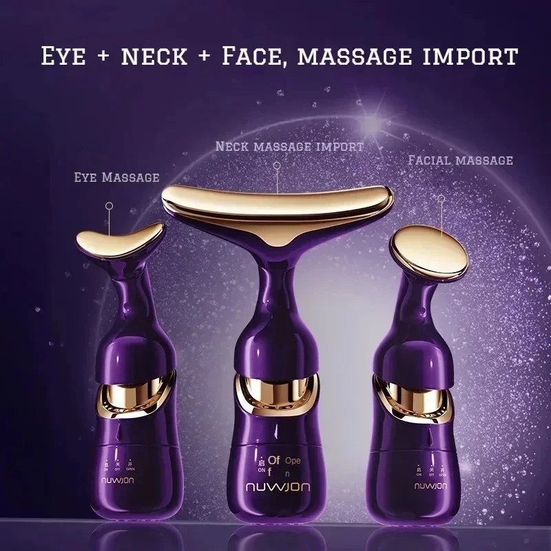 Massageador facial 3 em 1, levantamento e endurecimento do pescoço, rosto emagrecedor e rejuvenescimento da pele, massageador facial para uso doméstico, ferramenta de beleza.