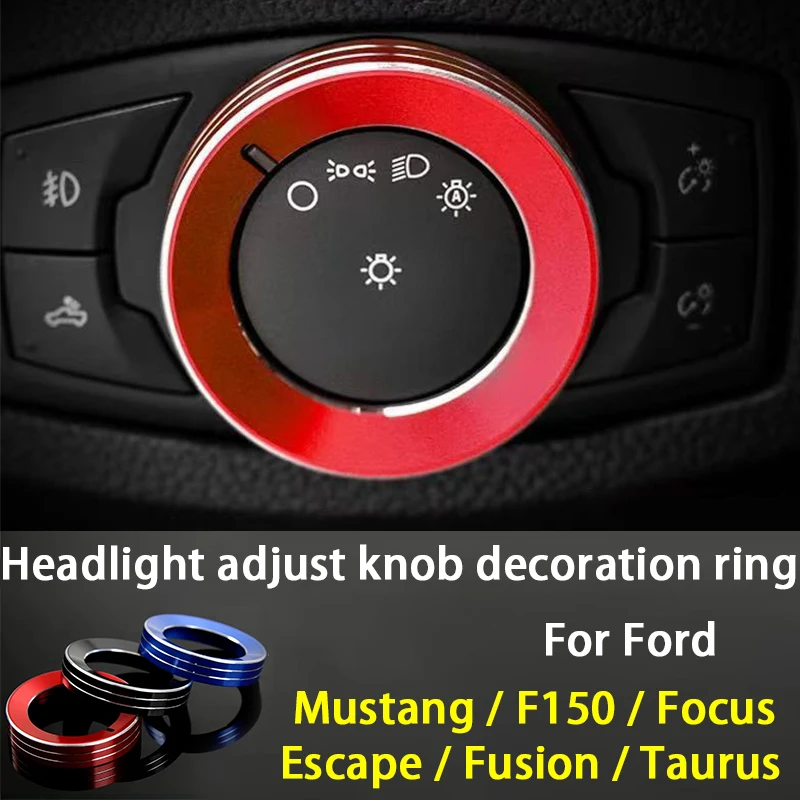 Botão de ajuste do farol do carro decoração anel para ford mustang f150 foco escape fusão taurus acessórios interiores guarnição capa