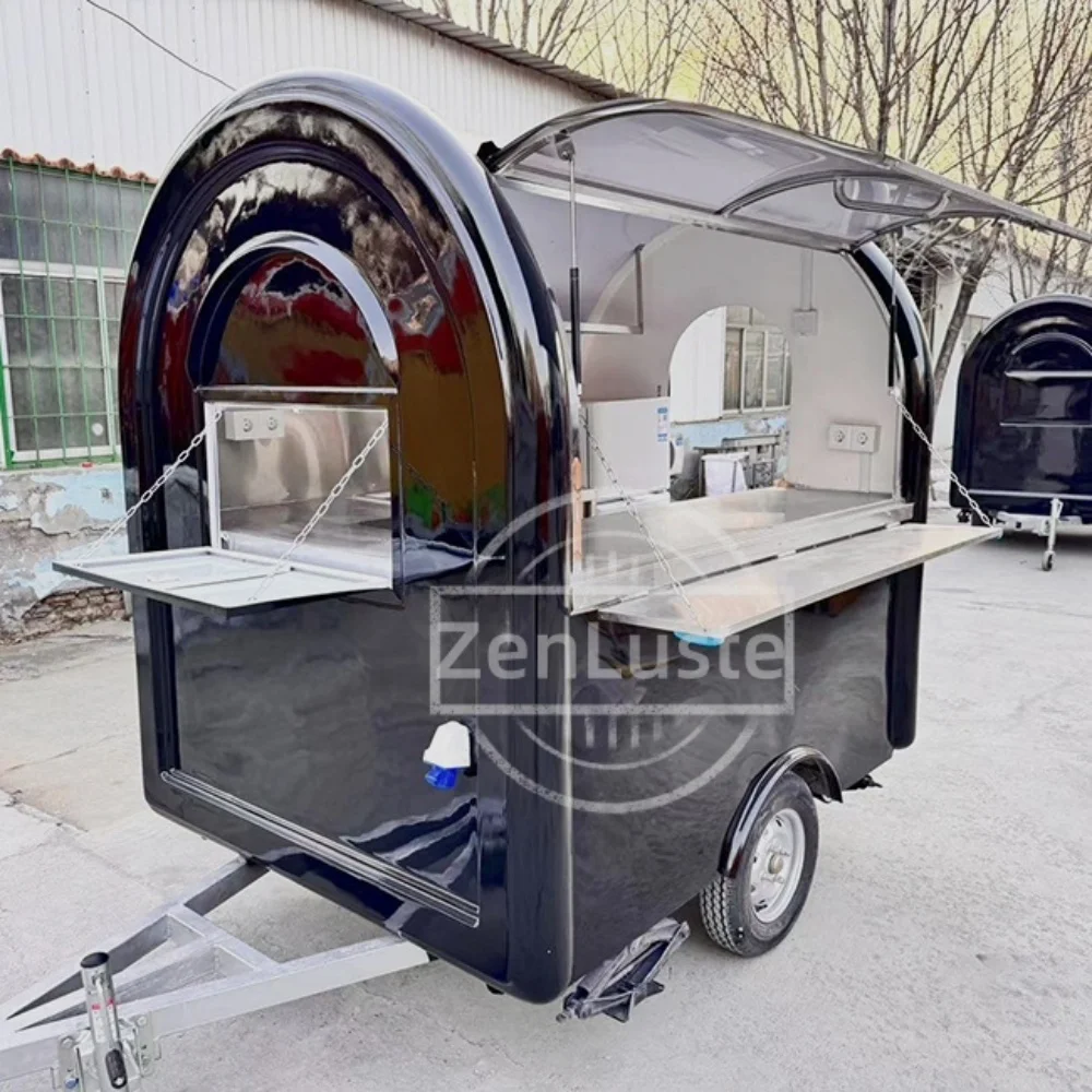 

Black Color Mobile Food Cart Caravan Food Truck Snack Business Small Food Trailer Cart Ice Cream Cart Coffee Trailer