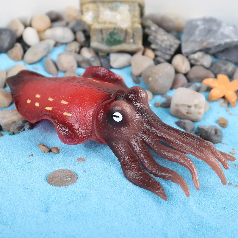 Ocean Sea Life Simulation Animal Model Blue Ringed Octopus Squid Action Figures Educational Collection Gift for Children Kid Toy