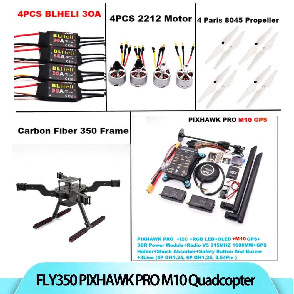B-CUBE مفتوح المصدر جديد ذكي بدون طيار FLY350 PIXHAWK PRO M10 Kit Ardupilot راديو كوادكوبتر BLHELI 30A ESC 2212 موتور