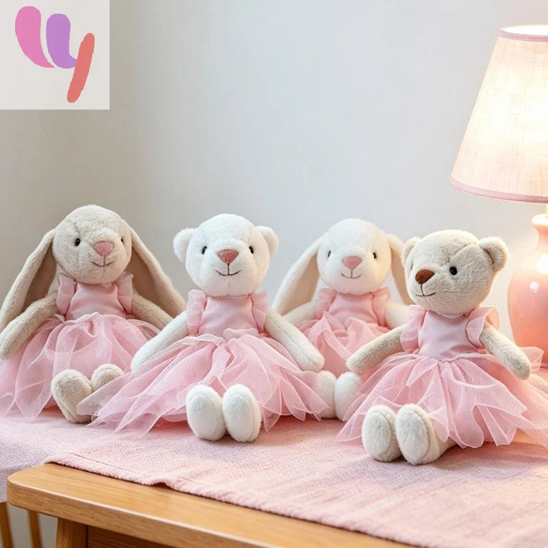 Hot Sale 1Pcs 28cm Cute Ballet Skirt Bear & Bunny Peluche Toy Lovely Appease Animal Dolls Rabbit Toys Birthday Christmas Gift
