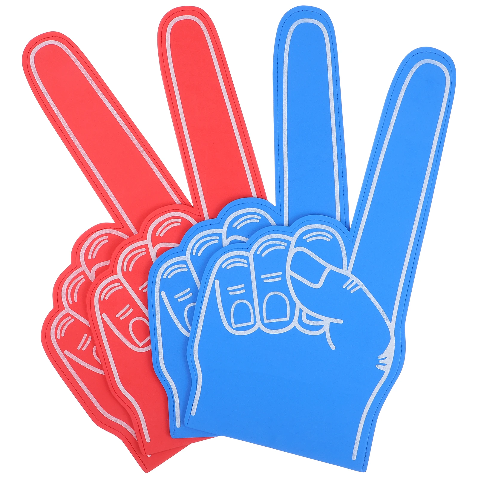 

4 pcs Foam Finger Cots 2 Red White 2 Blue White EVA 46x23cm Sports Party Favors Cheerleading Hand Props Giant Size Anti Slip