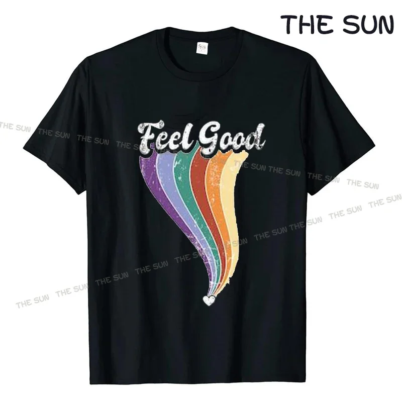 Feel Good Rainbow Cotton Printing Shirt Harajuku Casual t-Shirt Street Fashion abbigliamento manica corta Streetwear uomo donna