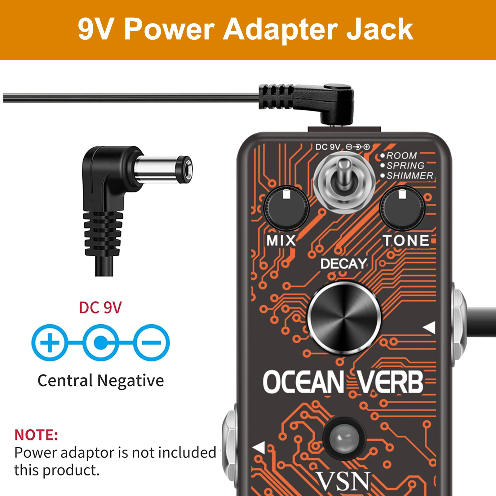 VSN Elektrische Gitaar Pedaal Reverb Effecten Digitale Oceanen Effector Pedalen Para Guitarra Metal Shell Studio Voor Gitaar Bas