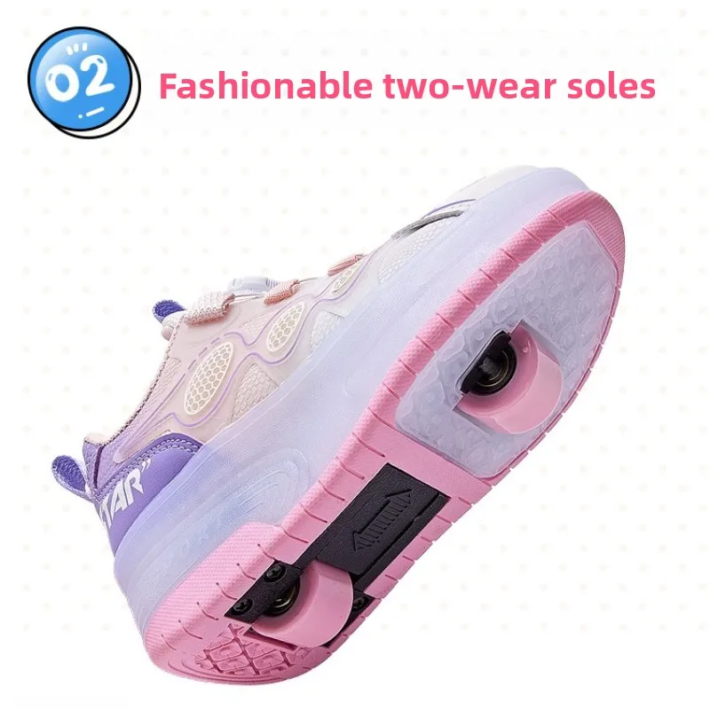 Scarpe da skate in linea a LED Scarpe da pattinaggio a rotelle per bambini con ruote Scarpe da skate a 2 ruote Sneaker con ruota sportiva a rulli volanti