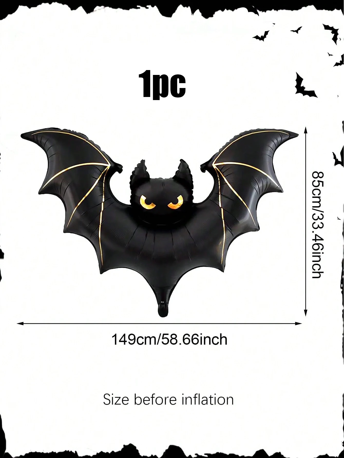 Halloween großer gruseliger Fledermaus-Ballon, Halloween-Party, Geburtstag, Dekoration, Fledermaus-Thema, kann aufgehängt werden, Fledermaus-Dekoration, Außendekoration