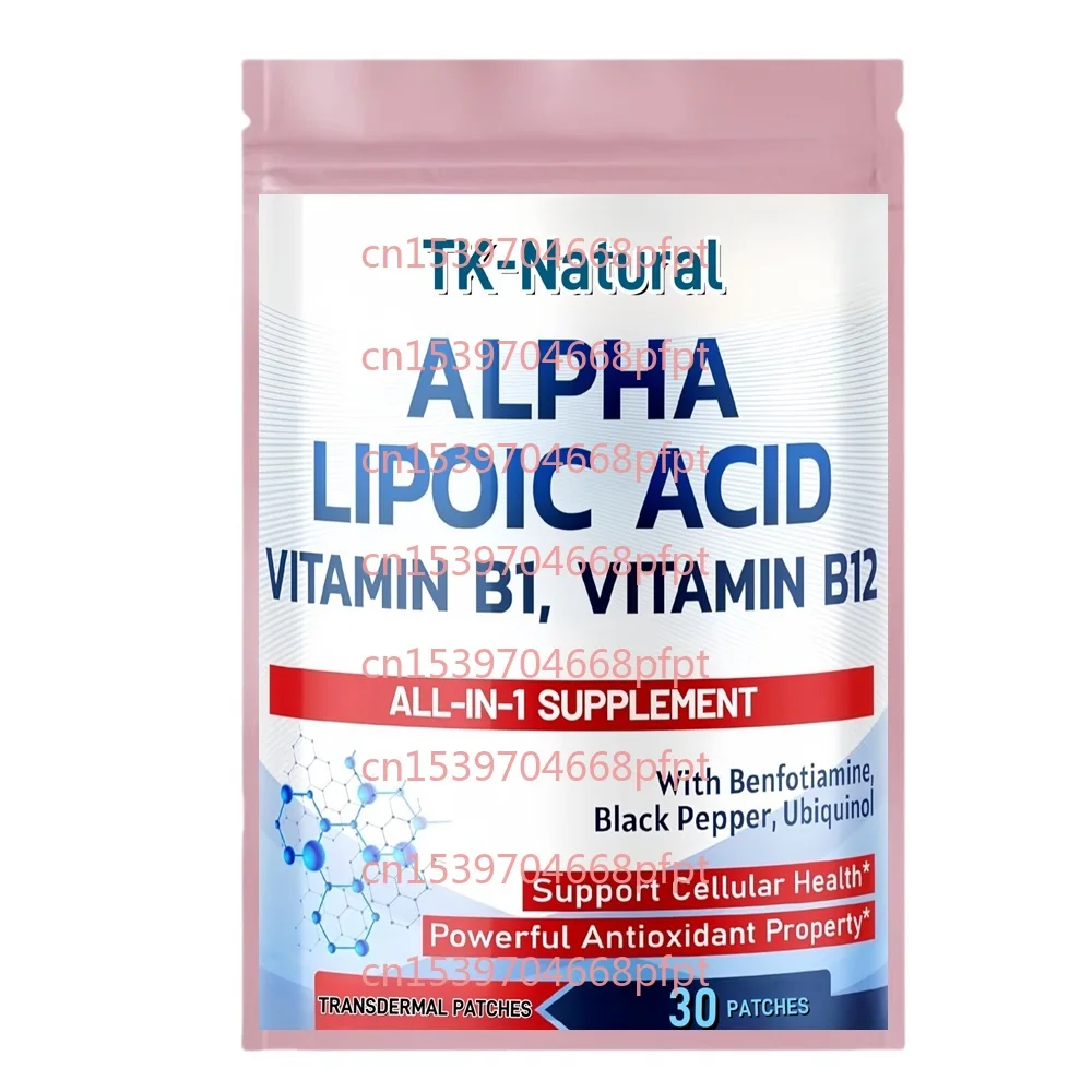 

30 пластырей Альфа-липовой кислоты Трансмические пластыри с витамином B1, витамином B12 — поддержка сотового здоровья