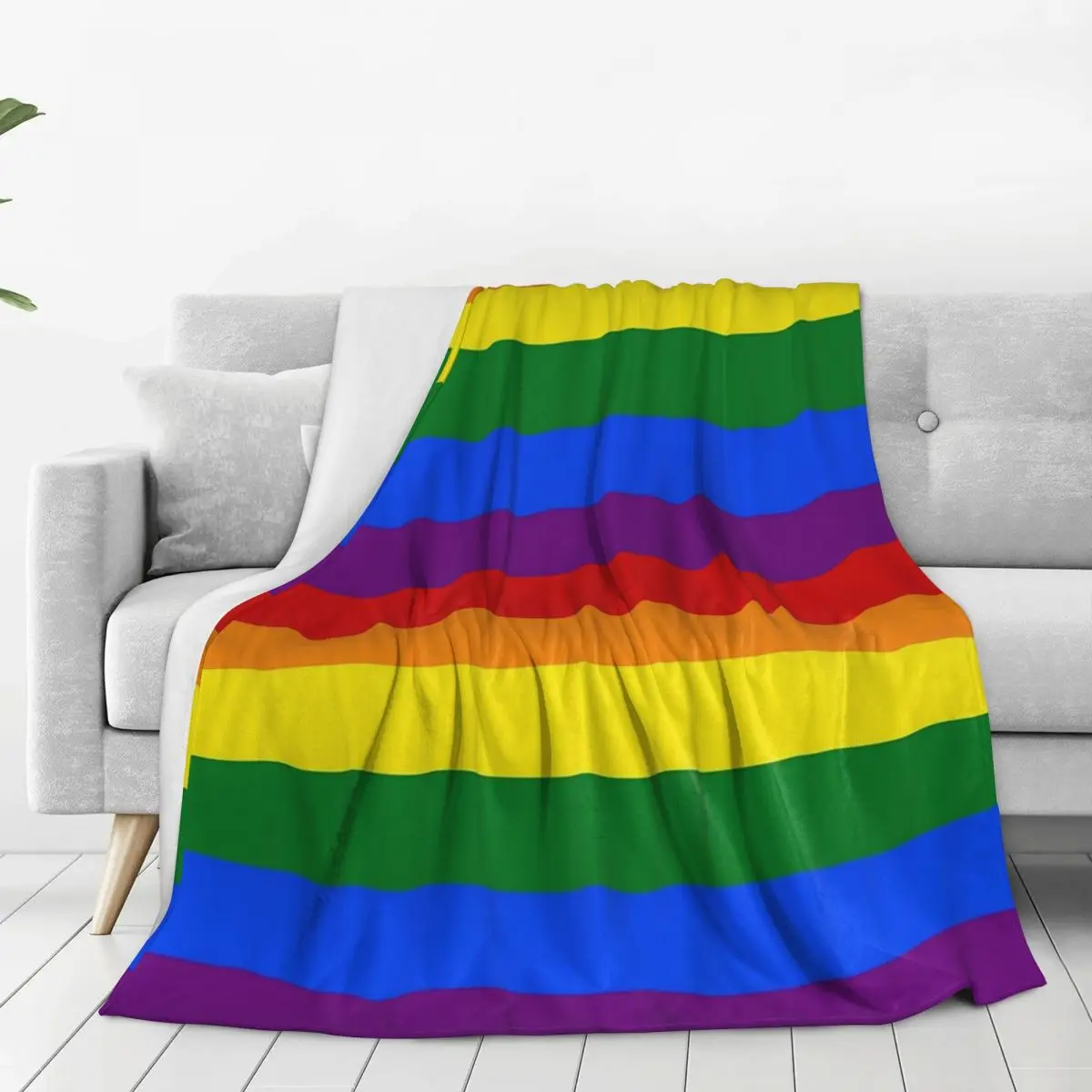 Gay Pride LGBT Flag LGBTQ Rainbow Pride Parade Blankets Flannel Super Soft Sofa Throw Blankets For Couch Office Throws Bedspread