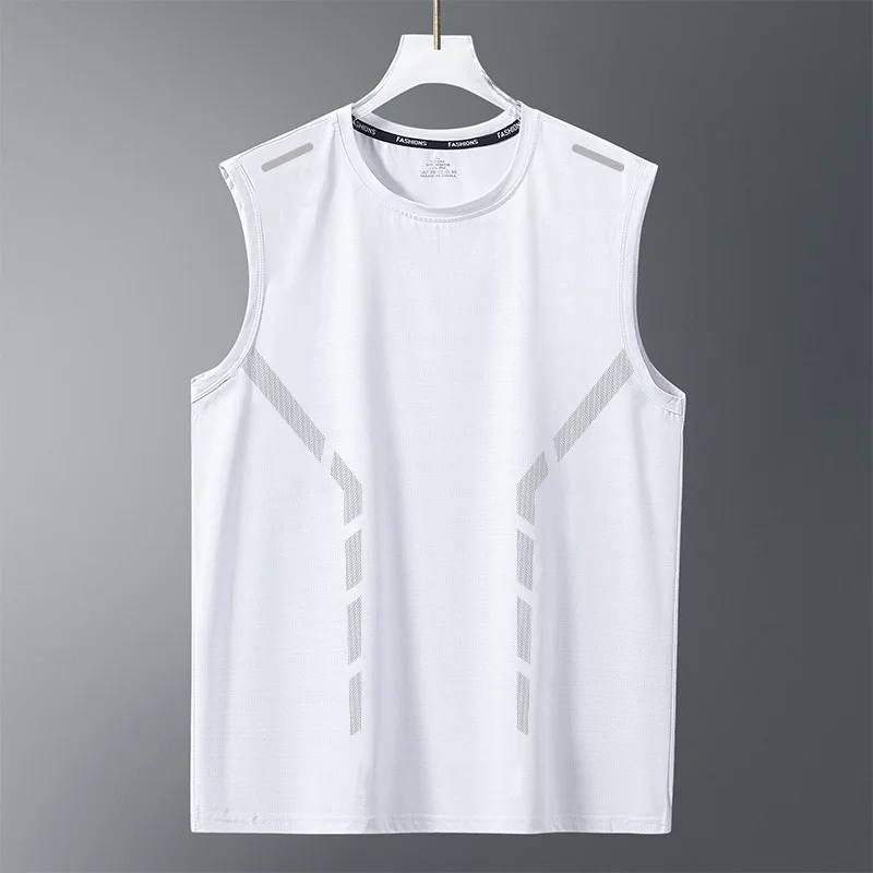 Vest Men's Quick-Drying Sleeveless T-Shirt Ice Silk Sports Top Loose Running Short Sleeve Training Fitness
