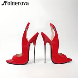 16cm Slingback Sandals Metallic Stiletto Heel Peep Toe Pumps Customized Multicolor Patent Leather High Heels Pumps for Women