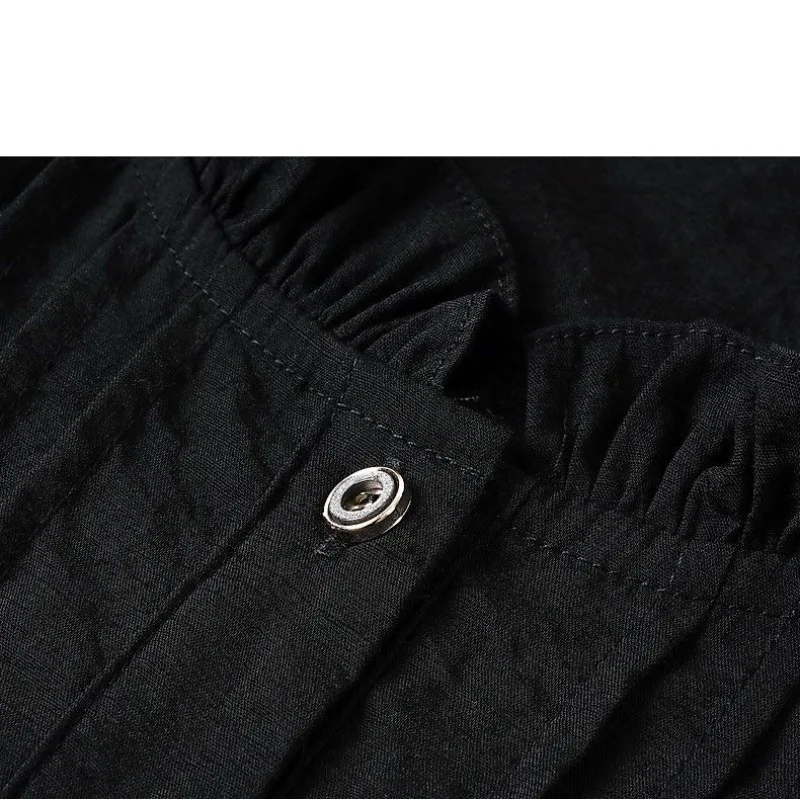 Summer Women\'s Solid Color Button Lantern Long Sleeve Tie Flowers Spring Autumn T-shirt Casual Flattering Trendy Korean Tops