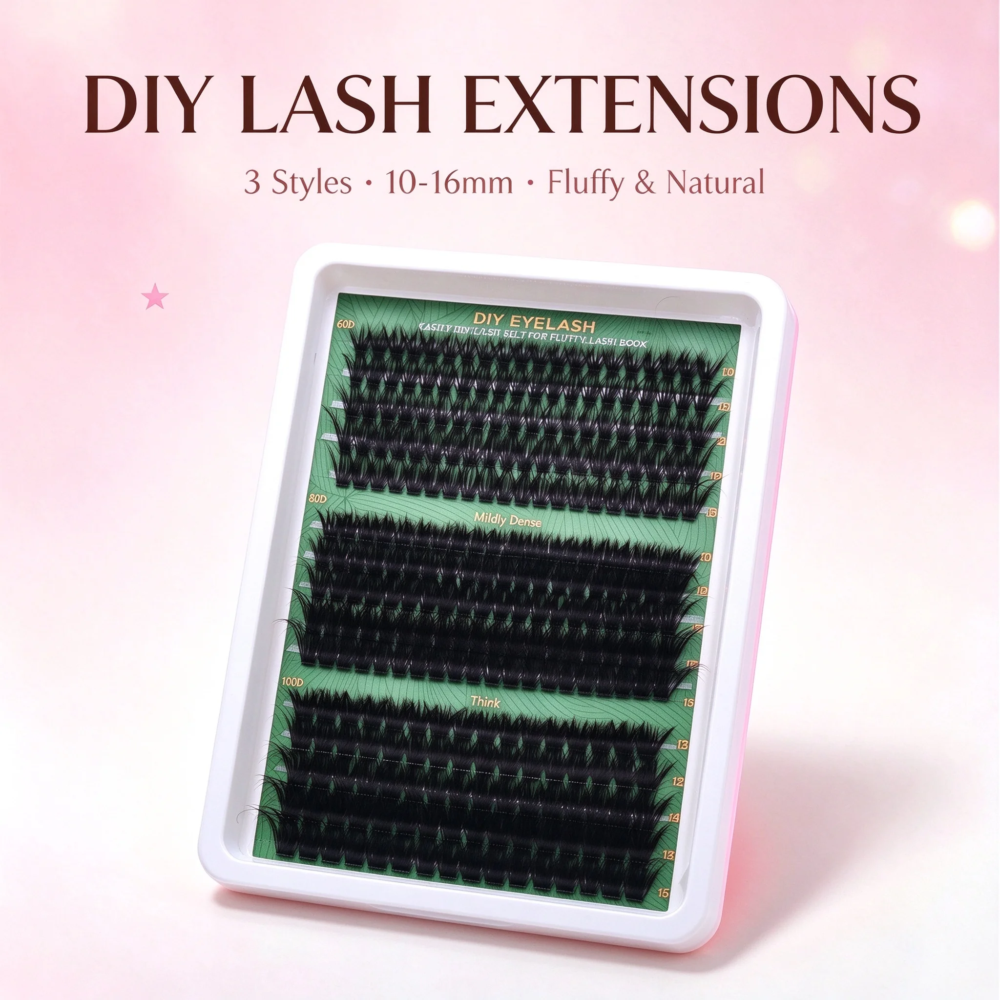 5D Fluffy DIY Lash Clusters, 60D 80D 100D D Curl Wispy Individual Eyelashes, 10-16mm Thick Volume Cluster Lashes