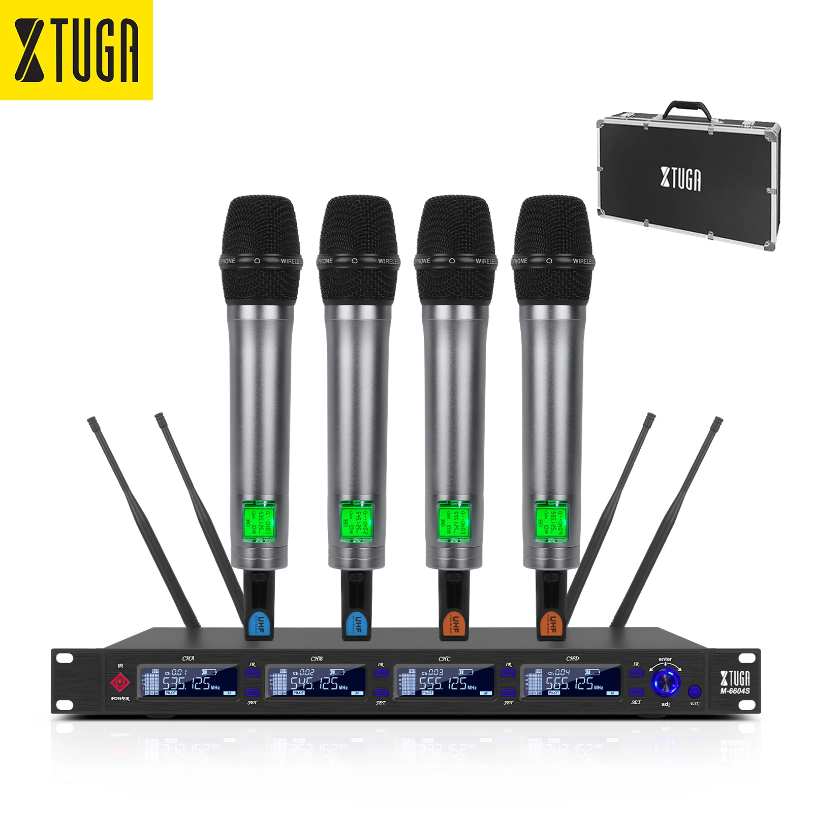 TLF Xtuga  M-6604S Flight case Packaging Wireless Microphone 4 Channel Aluminum Alloy