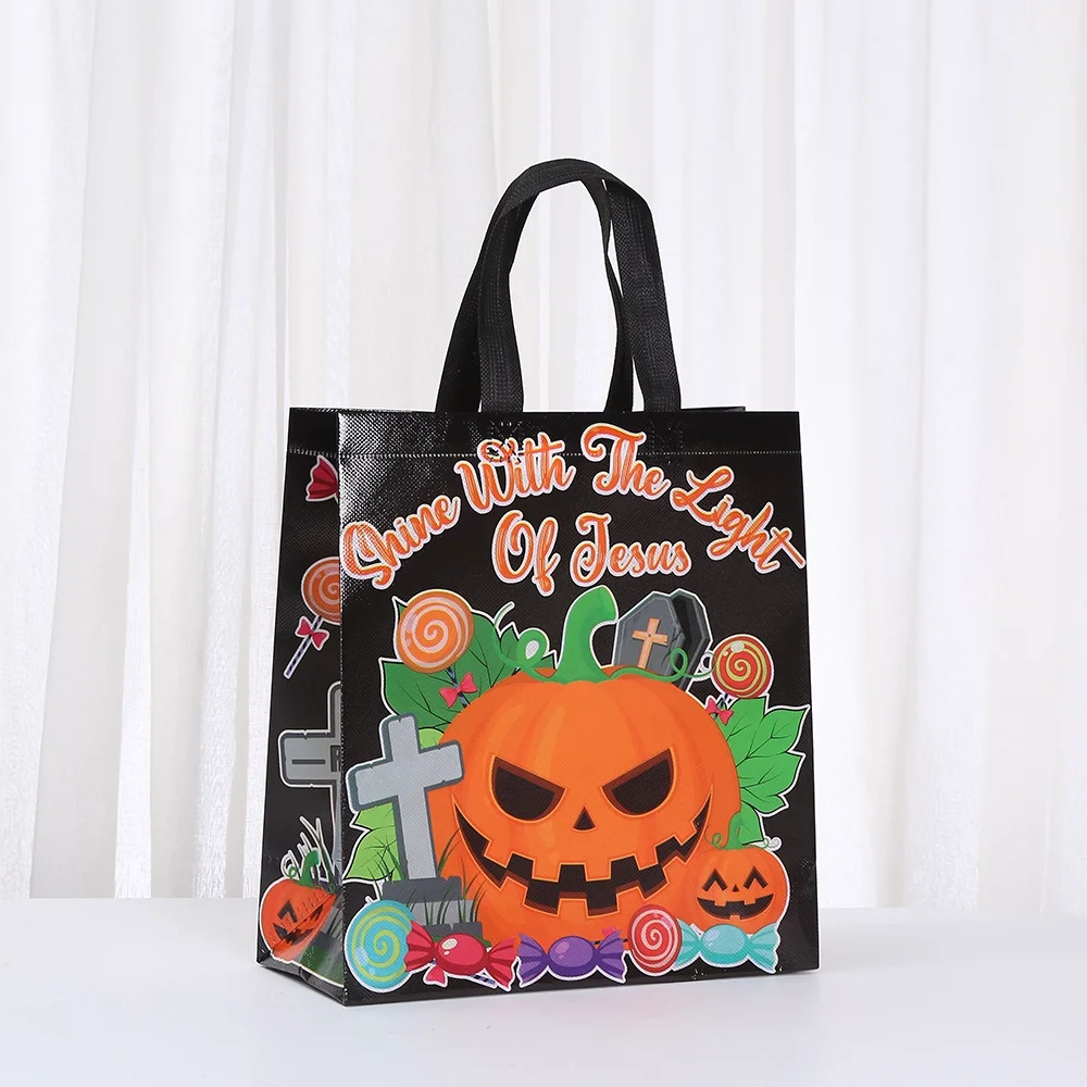 

12/30 шт., нетканые сумки-тоут с тыквой на Хэллоуин, многоразовые сумки для подарков для ствола или лакомств, классные фестивали, упаковка конфет