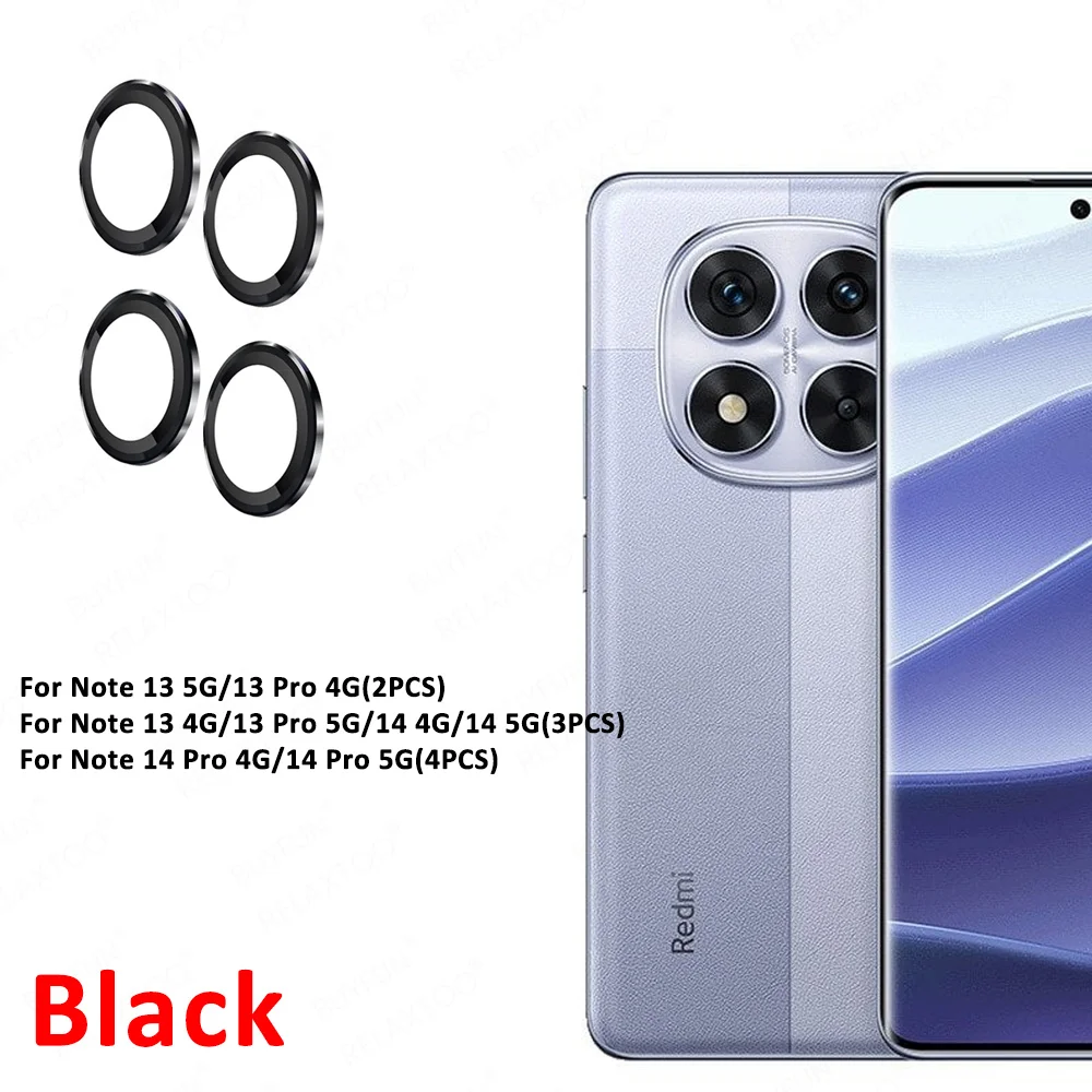 Metal Lens Ring For Xiaomi Redmi Note 14 Pro 5G Back Camera Glass Protector Redmy Note14 13 Pro+ 13Pro Plus Note13 4G Lens Film