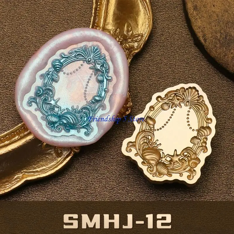 T8WC Artisanal Brass Wax Seal Stamp Head Detachable Embossing Tip Seal Flower Frame