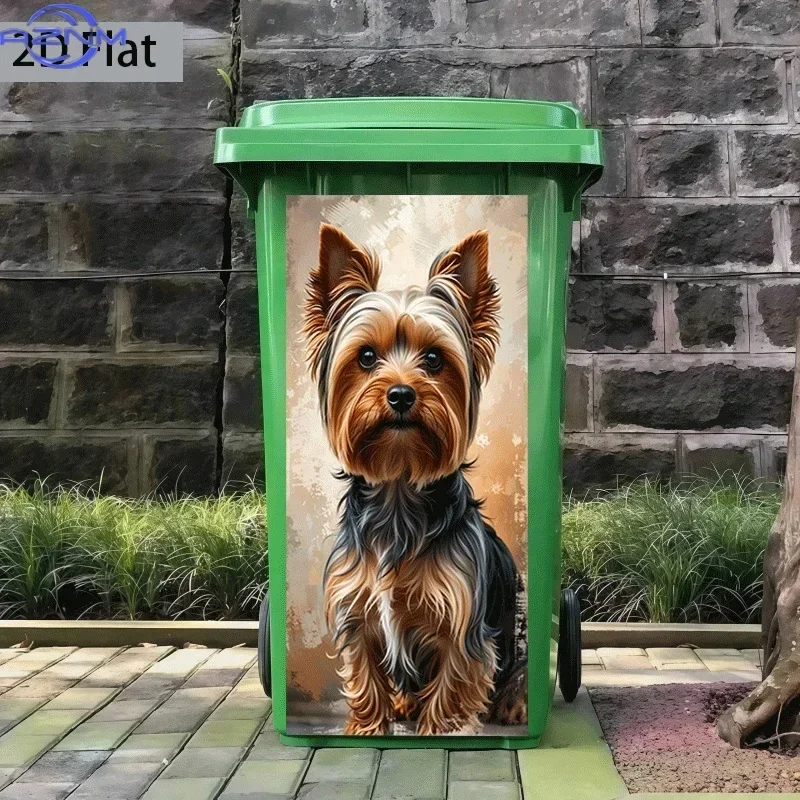 1pc of Trash Can Sticker, × Cm, Featuring a Cute Yorkshire Terrier Portrait Design, Self-Adhesive Wall Decoration Wallpape