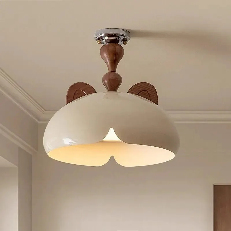 

Modern Cat Ears Ceiling Light LED For Baby Room Children's Room Boy Girl Bedroom Retro French Cream Style Pendant Lamp