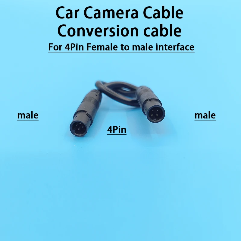 Car Camera Cable Conversion Cable 4Pin 2 Male Interface for 4Pin Female to Male Interface