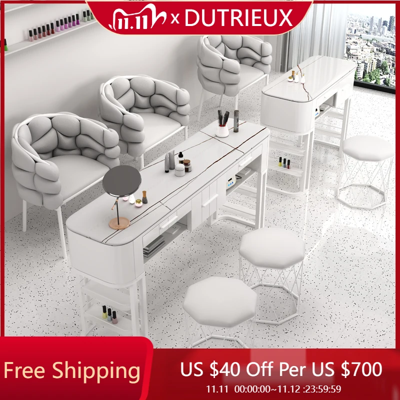 

Drawer European Nail Desk Reception Cleaning Designer Minimalist Nail Desk Simple White Organizer Wood Nageltisch Furniture