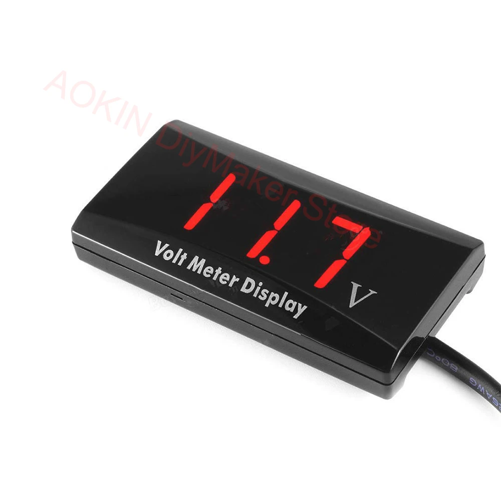 Auto Voltmeter Digitale Display Voor Auto Motorfiets Waterdichte Auto Digitale Voltmete Dc 12V Led Voltage Monitor