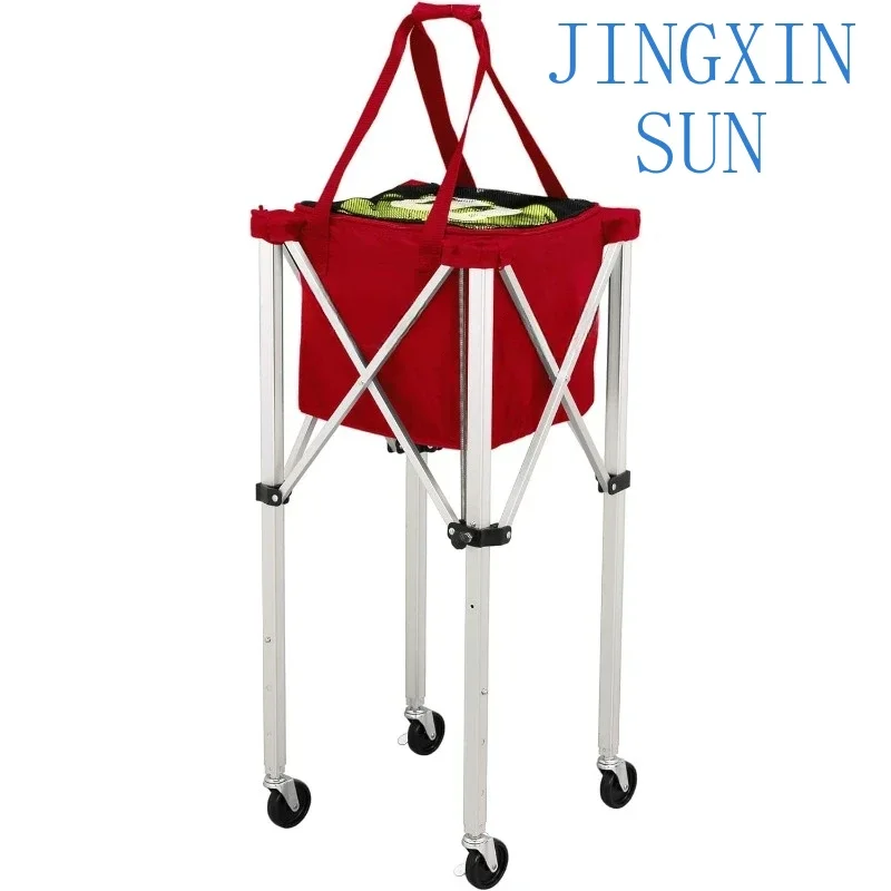 Nordic Mobile Foldable Teaching Cart with Red Bag, 3.9 x 9.4 x 19.6 in, Holds 150 Tennis Balls, Zippered Top