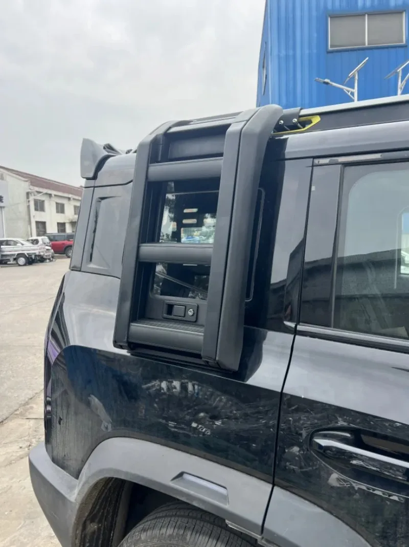 Black Foldable Adjustable Car Side Ladder Roof Climb Accessory