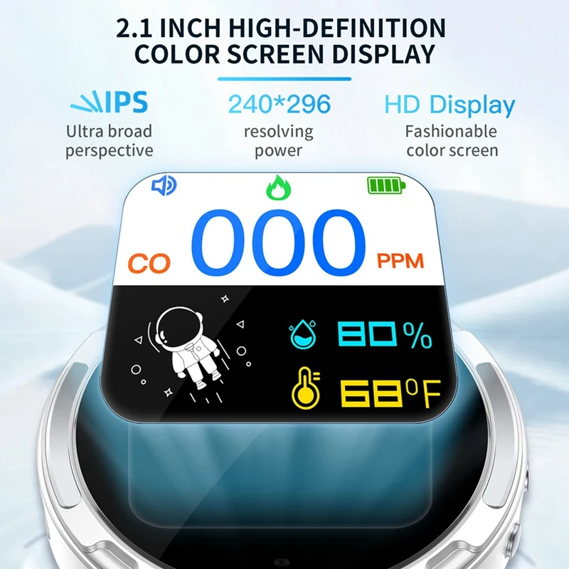 Monóxido De Carbono Portátil Doméstico Detector, Monitor De Qualidade Do Ar, Branco, Fácil de Usar