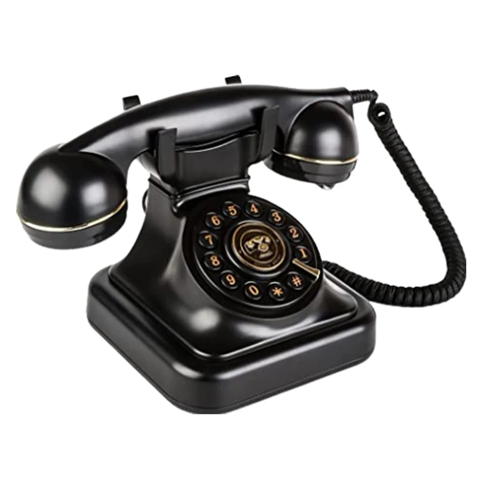 Retro Landline Telephone with Ringer Control Redial Vintage Corded Desk Dial Phone Dial Button Phone for Home House