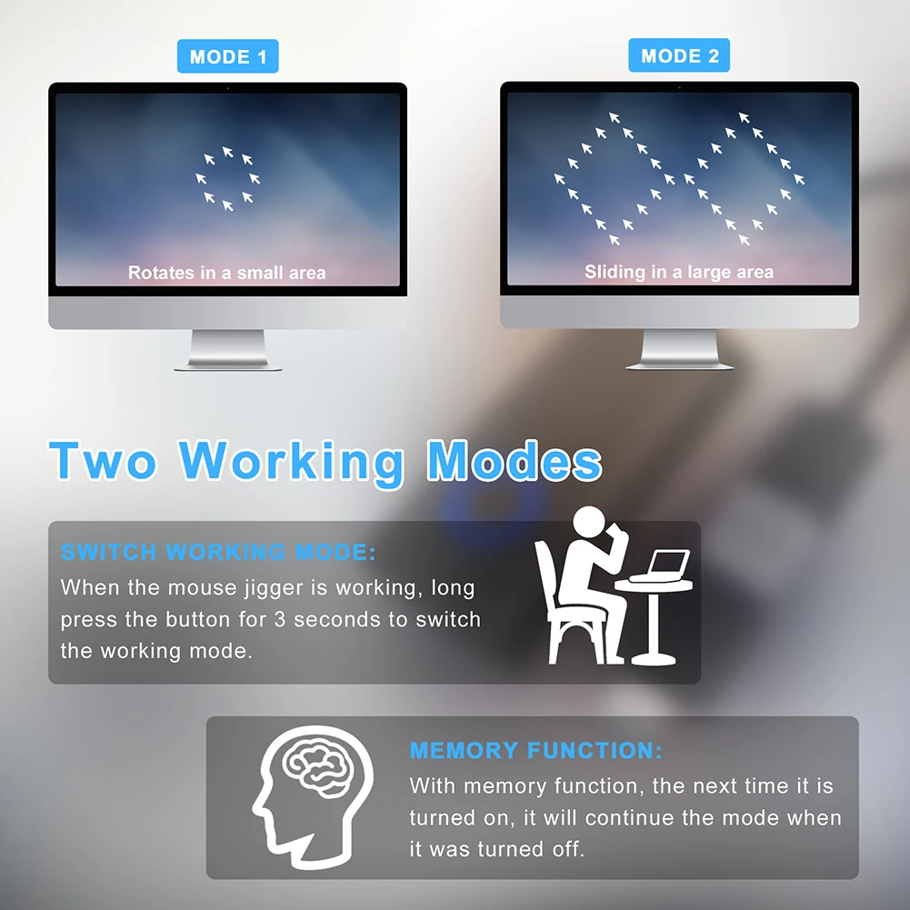 Mouse Jiggler Mouse Mover USB-Anschluss Laufwerksfreier Mausbewegungssimulator mit EIN/AUS-Schalter hält den Computer wach Simulieren Sie die Maus