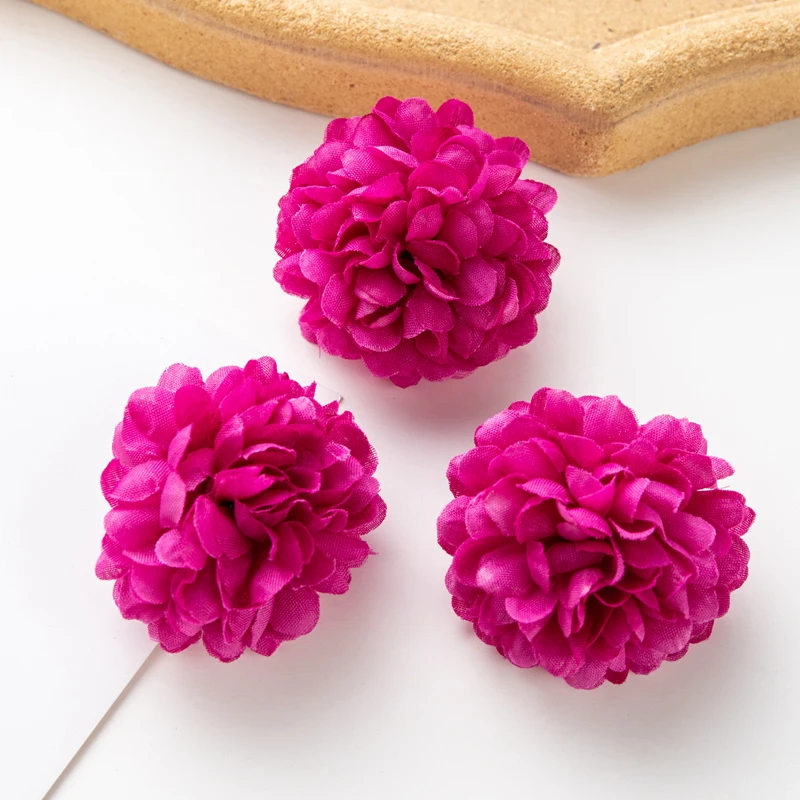 50 Stück künstliche Hortensien für Hochzeit, Garten, Heimdekoration, Weihnachtsfeier, DIY-Süßigkeitsschachtel, Sammelalbum, rosa Kugel, Chrysantheme – Detail 16