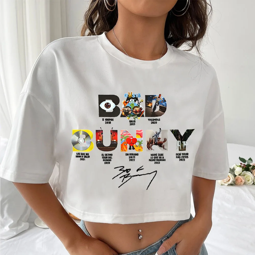 

DTMF Bad Bunny рубашка женская с круглым вырезом и короткими рукавами укороченные топы футболка подарок фанатам