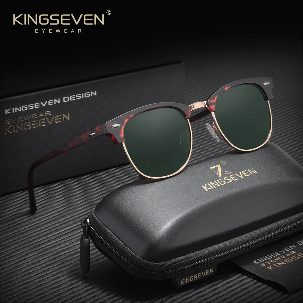 

Модные солнцезащитные очки KINGSEVEN в полуоправе, поляризационные, с защитой от ультрафиолета UV400, антибликовые очки для мужчин и женщин, очки для вождения