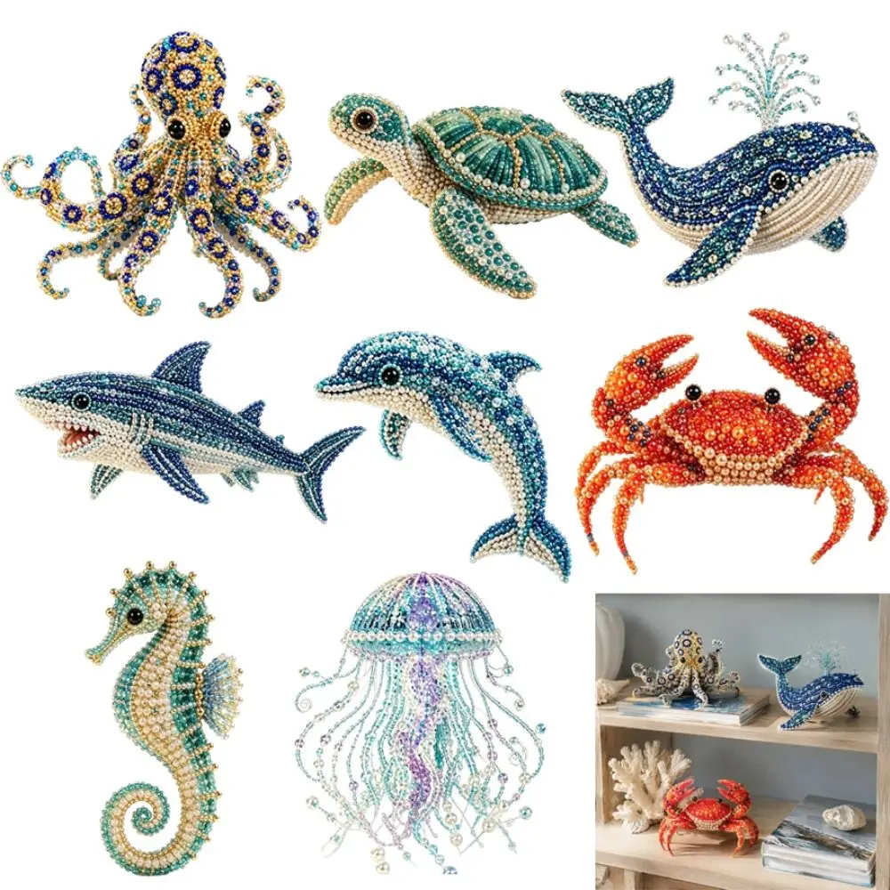 3D Design Bead Craft Kit Colorful Beads Animal Shape DIY Beadwork Kit Handmade Material Crystal Beading 3D Bead Craft Set