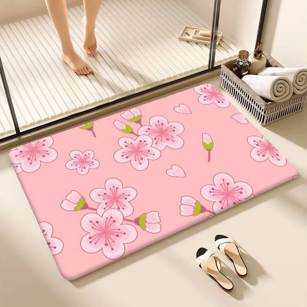 Cherry Blossom Art Pattern Hallway Carpet Non-Slip Laundry Room Mat Laundry Decor Balcony Child Living Room Bedside Area Rugs