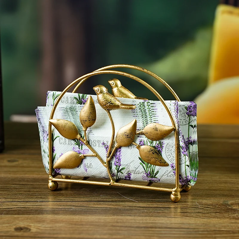 

Creative Retro Tissue Holder Hollowed Out Restaurant Desktop Napkin Paper Rack Kitchen Accessories Ornaments Organizer Dispenser