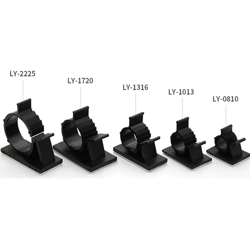 Black White Nylon Cable Organizer Clips Adjustable Self-Adhesive Wire Clamp Mounts for Car PC TV Charging Winder