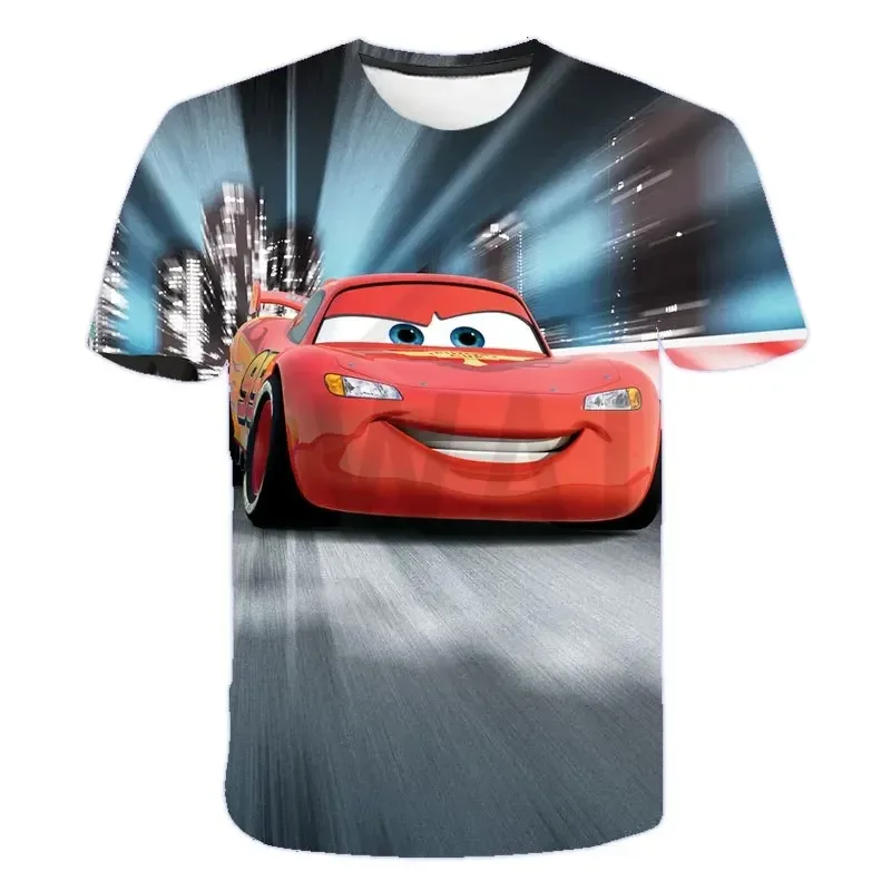 2024 Summer Children's Disney T-shirt Hot Wheels 3d Printed Charming Short Sleeve Boys and Girls Top Street Shirt Fashion Clothe