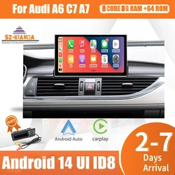 Wireless Carplay Android 14 Touch Screen Car Display PC For Audi A6 C7 A7 2012-2018 Wifi 4G 4Core 8GB 64GB GPS Navi Multimedia