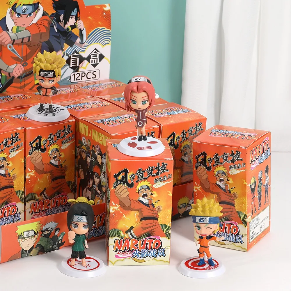 12pcs/Set Surprise Blind Box Anime Action Figures ONE PIECE Demon Slayer NARUTO Doll Model Decorative Ornament Toys Kids Gifts ﻿